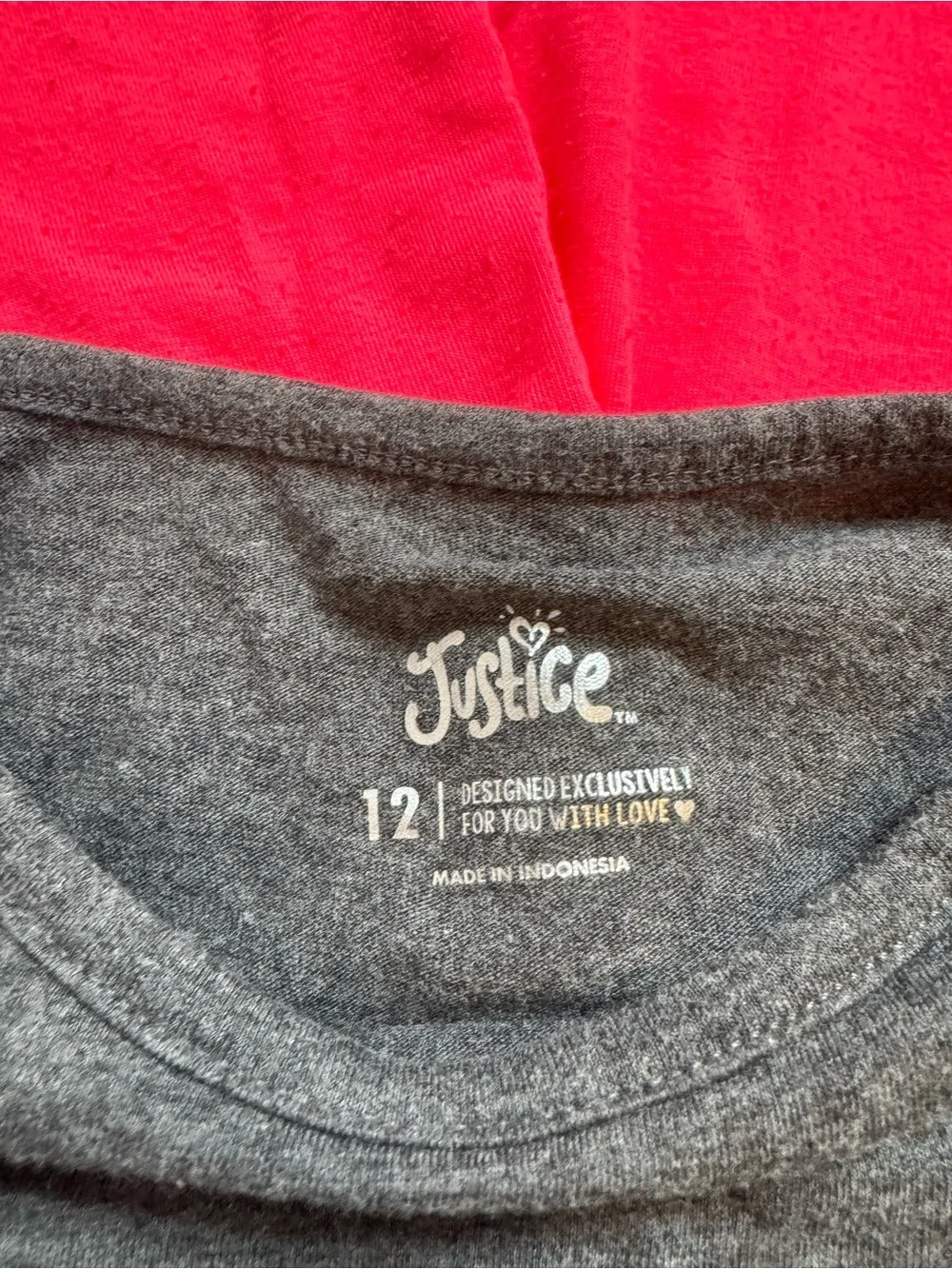 3 piece bundle Justice Girls' Double-Layer Tee in Hot Pink and Charcoal